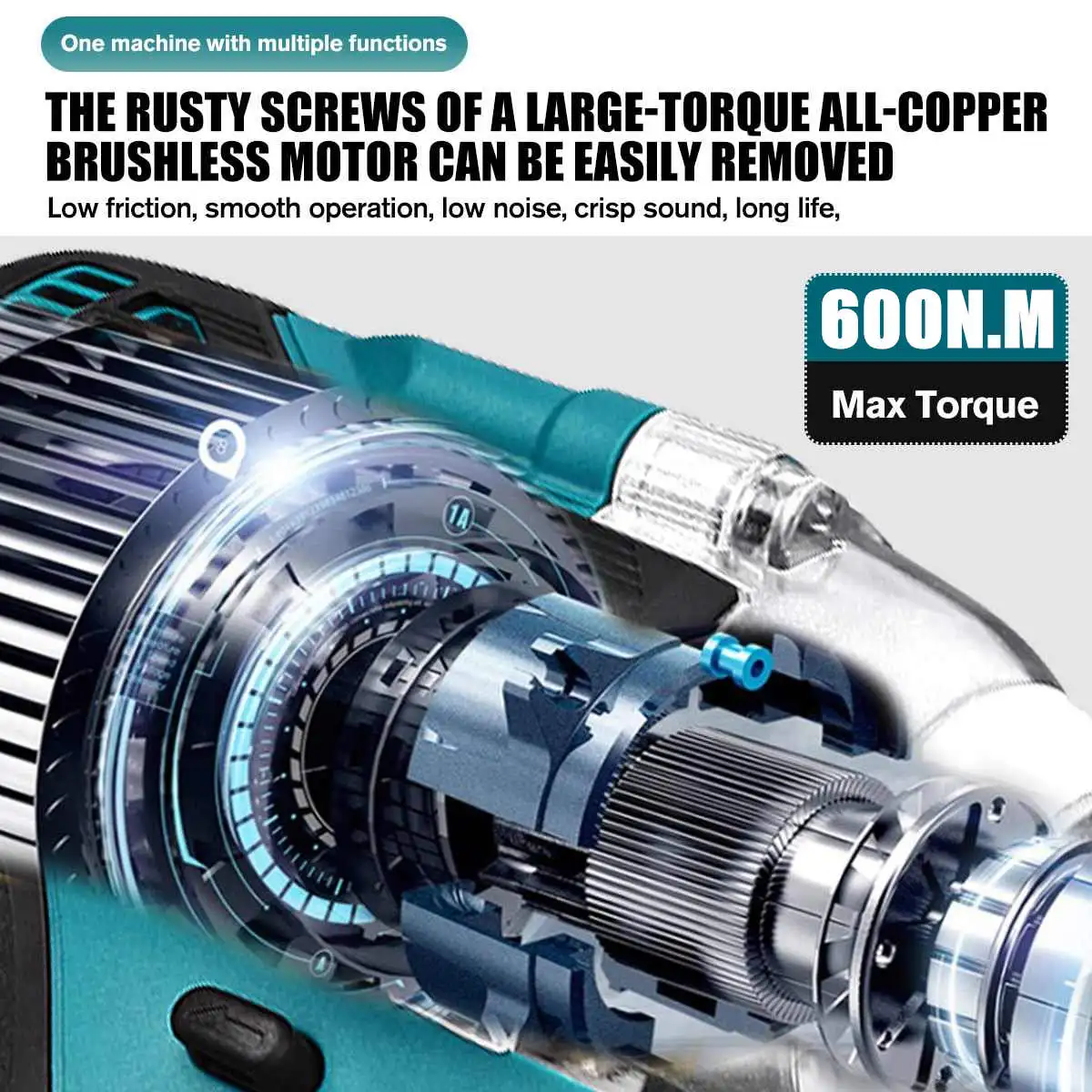 Гайковерт ударный бесщеточный обновленный 4 скорости 588 в перезаряжаемый 1/2 дюйма