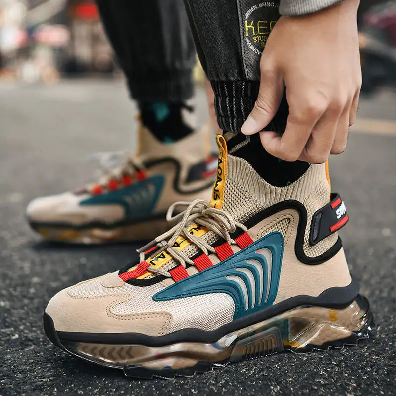 New High quality Running Shoes Men Fashion High top Men's Chunky Socks Sneakers Breathable Outdoor Sport Shoes for Male Footwear