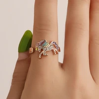 new 2021 fashion temperament unicorn ring color pony opening adjustable rings for women diamond charm luxury jewelry accessories