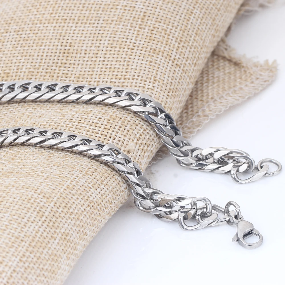 

2021wide Men's Chain Stianless Steel silver plated Necklace Fashion Jewelry