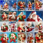 Рождественская алмазная живопись с Санта Клаусом, круглая квадратная вышивка, искусство алмаза, Зимняя Вышивка крестиком, стразы, домашний декор