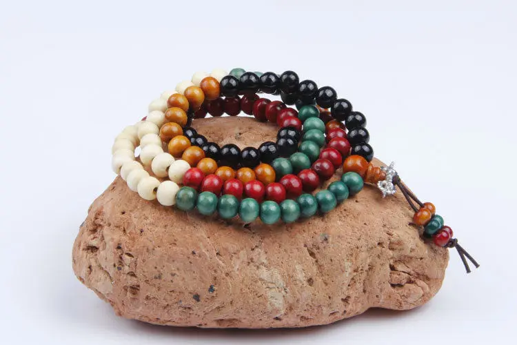 Тибетский буддизм 108 пять цветов деревянный молитвенный бисер Ваджра кистями