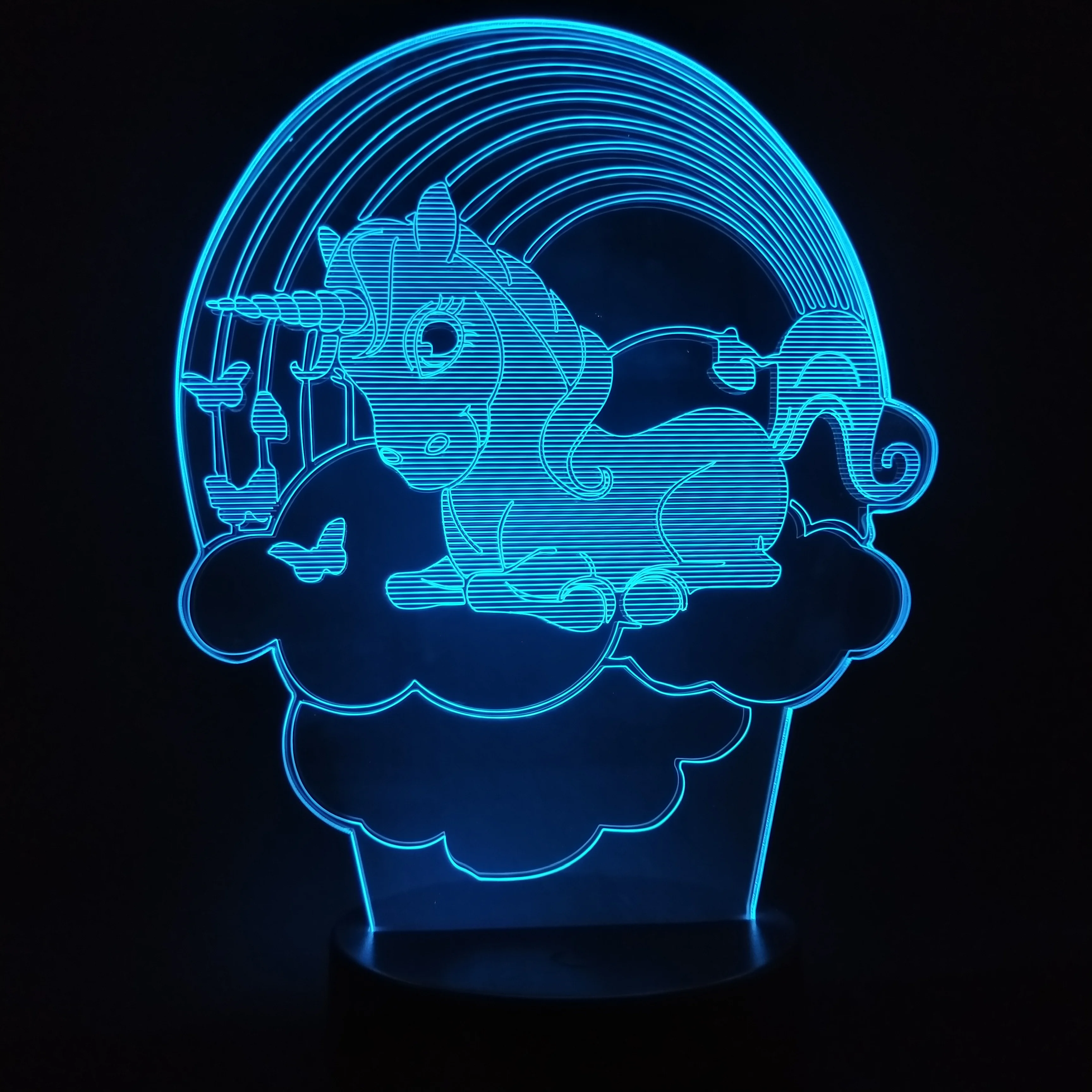 3D лампа в виде радужного единорога атмосфера Цвет меняется с пультом