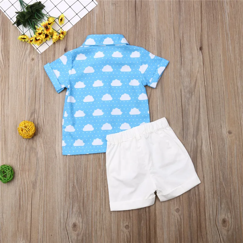 Toddler Kids Clothes Set Baby Boy Gentleman Shirt Short Sleeve Tops + Shorts Pants Party Cotton Summer Formal Suit Outfits |