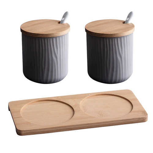 2PCS SET A Керамический горшок для приправ, креативная бутылка для хранения, Скандинавская Бытовая коробка для приправ, емкость для соли, кухонные принадлежности, комбинированный набор - Цвет: 2PCS SET A