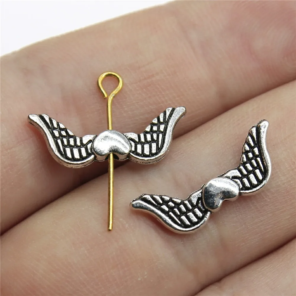 

20 шт 20x7 мм крылья Ангела сердце европейские маленькие бусины для изготовления ювелирных изделий своими руками