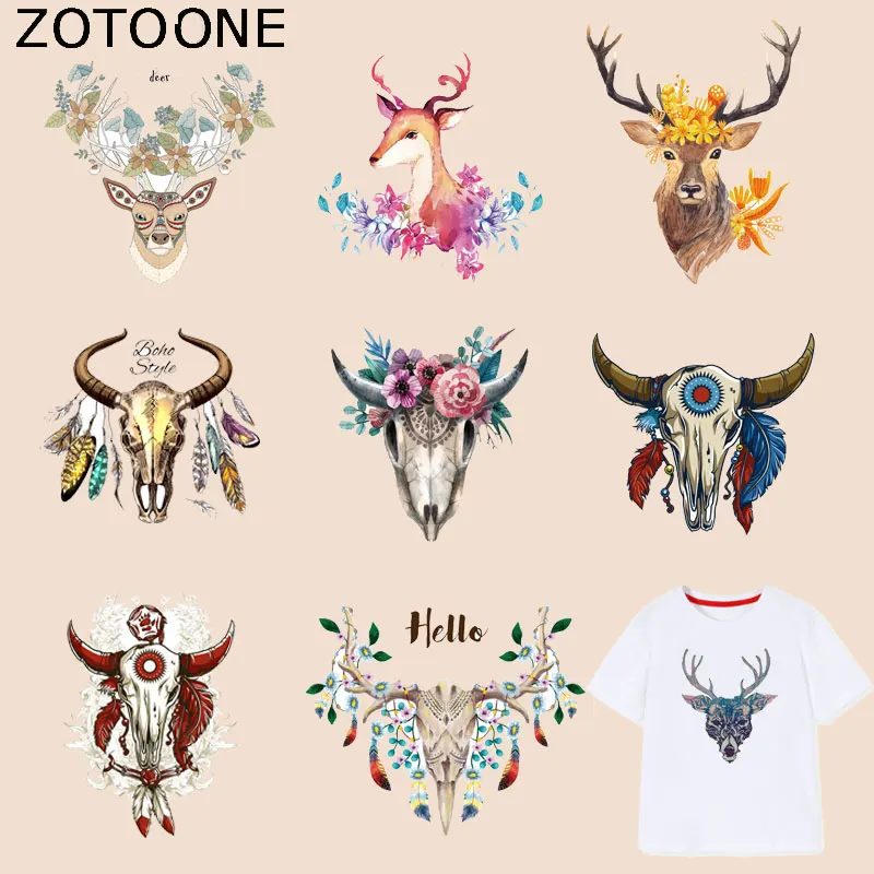 Нашивки ZOTOONE с изображением животных и лося нашивка головой быка наклейка для