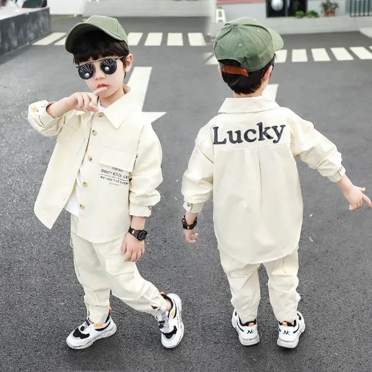 2-7Y Kids Boy Baby Suit New Korean Shirt Pants 2-piece Suit Children's Casual Clothes Spring and Autumn Suit