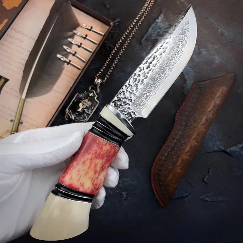 Тактические ножи с фиксированным клинком нож из дамасской стали ручной работы