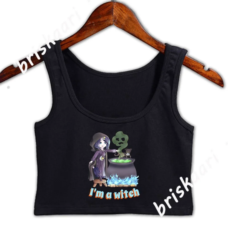 

Happy Halloween Im A With Crop Top Women Summer Crop Top Women Girls Printed Sleeveless S-XXL For Girl Fit Vest
