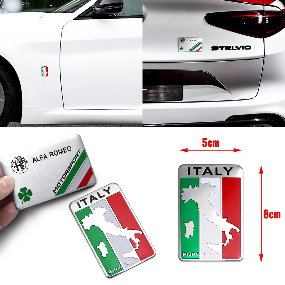3D Стайлинг автомобиля Новая алюминиевая итальянская карта Национальный флаг