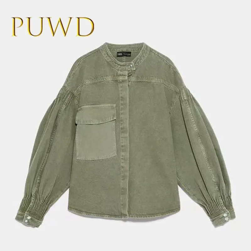 Женская джинсовая куртка PUWD осенняя с воротником и карманами 2019|Женские куртки| |
