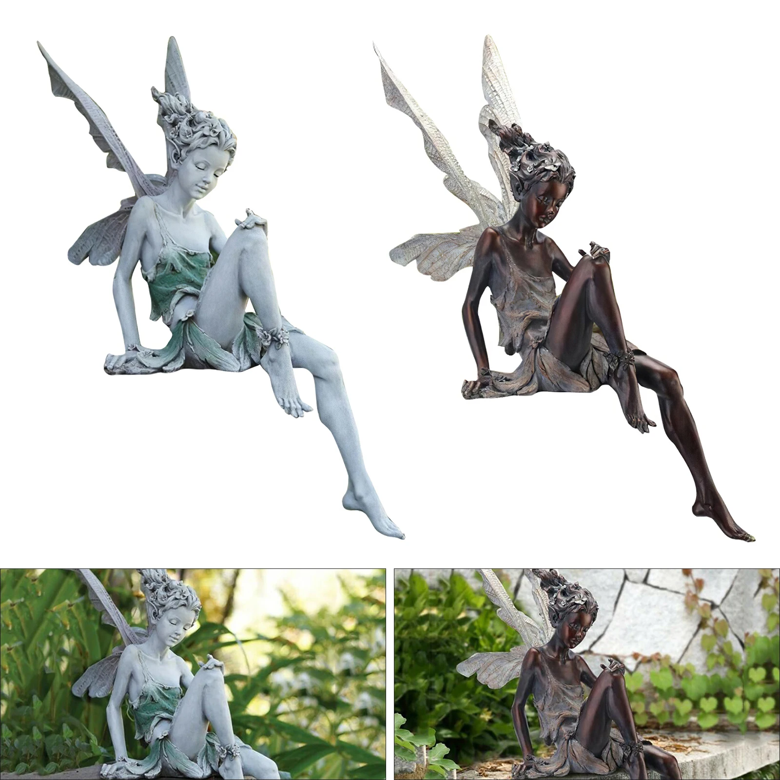 

18cm Garden Fairy Statue Lawn Yard Outdoor Landscaping Resin Craft Ornament Patio Decoration Home Decor Lawn Sitting Sculpture