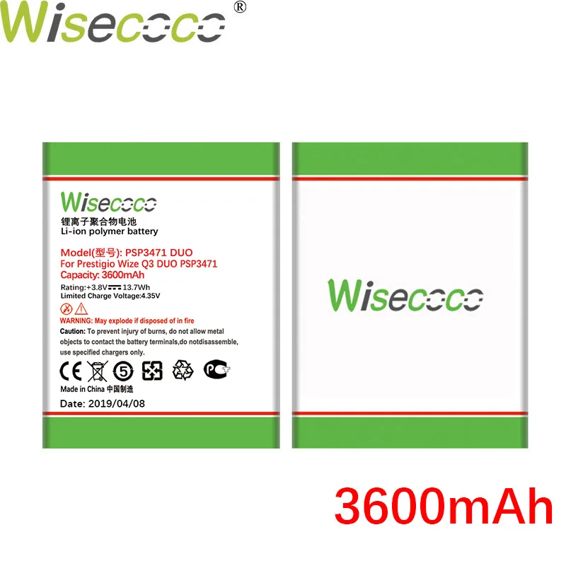 WISECOCO 3600 мАч PSP3471 DUO Аккумулятор для Prestigio Wize Q3 DUO PSP3471 мобильный телефон новейшее производство батарея+ номер отслеживания