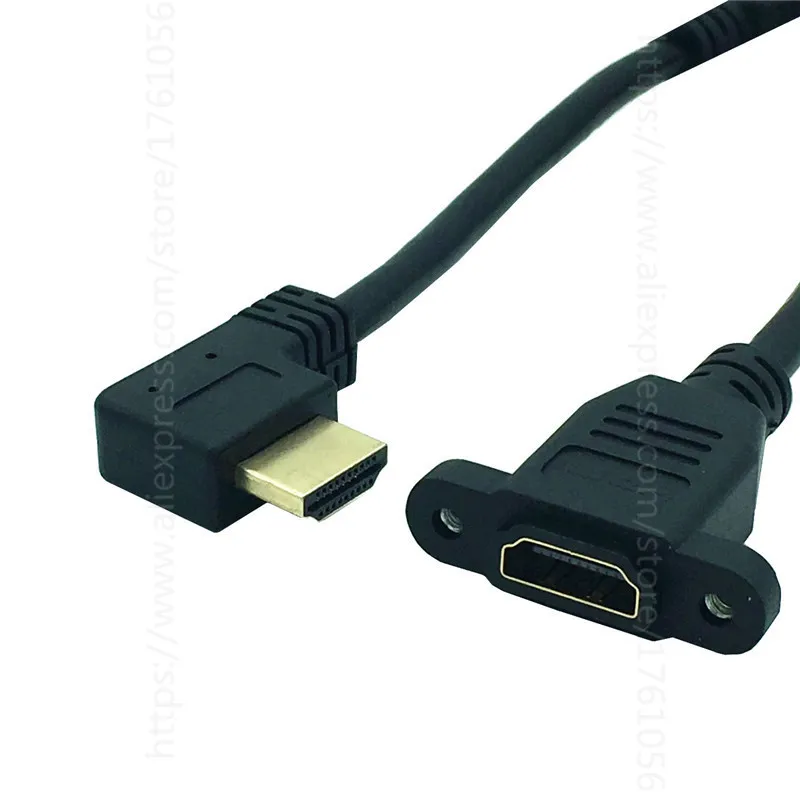 HDMI 2,0 кабель с г-образным штекером справа налево вверх вниз HDMI v2.0 мужчин и женщин Панельное крепление w/винт 4K* 2k 60Hz HD удлинитель 15 см