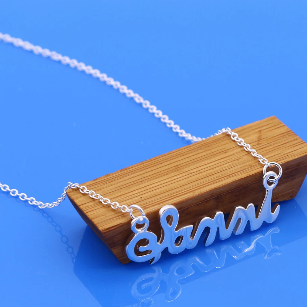 Роскошные 925 Серебро Письмо подвеска на цепочке ожерелье в Корейском стиле