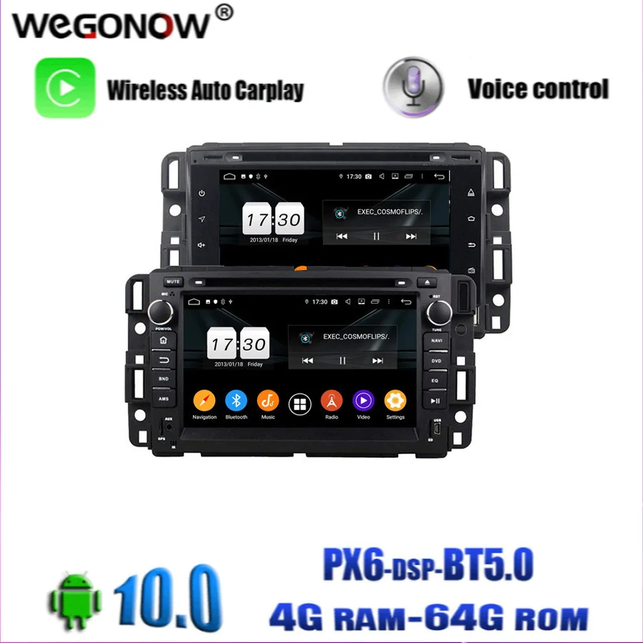 Автомобильный DVD плеер PX6 DSP IPS Android 10 0 Octa Core 4G 64 Гб ROM GPS Map RDS радио wifi Bluetooth 5 для GMC Yukon
