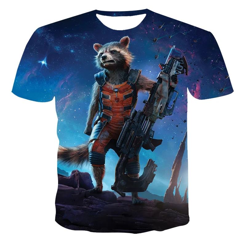 

2021 New Summer Groot 3D Printed Polyester Short-Sleeved T-Shirt