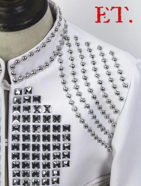 

clothes Rock Fashion New Nightclub male singer glass drill rivet decoration performance stage costume bar DJ baseball jacket