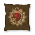 Чехол для подушки с изображением Священного Сердца искусственной кожи, христианская напольная подушка для дивана, крутая наволочка для подушки, домашний декоративный чехол