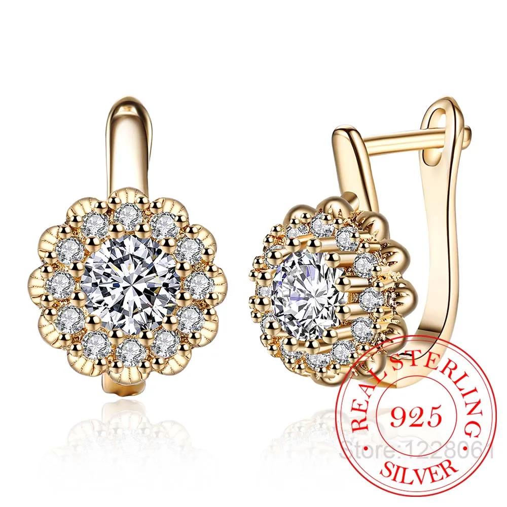 2019 Luxury Female White Cubic Zirconia Buckle Earrings Women Rose Gold White Color Earrings For Women Jewelry Wholesale