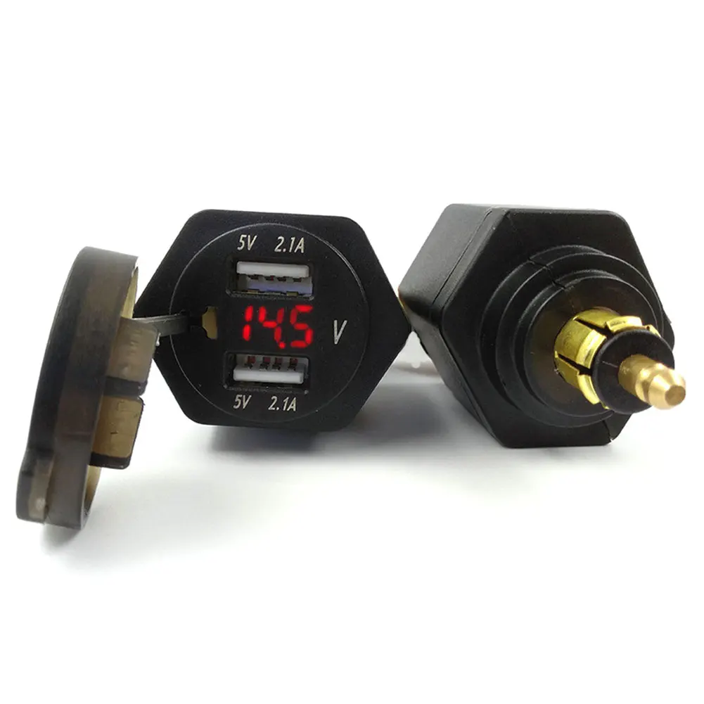 Адаптер для мотоцикла USB Зарядное устройство Dual Мощность usb Зарядное устройство гнездо для автомобильного прикуривателя для большинства 12-24V транспортных средств