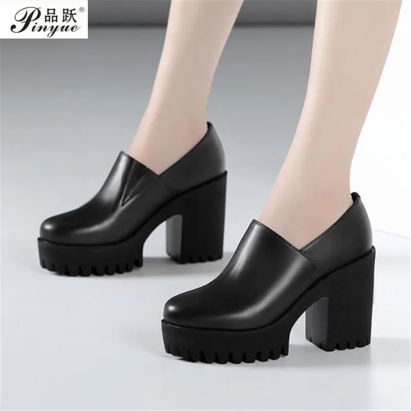 

Plus Size 32-43 Block Heels Deep Pumps Women Platform Shoes 2022 Spring Fall Plush High Heels Shoes Elegant Office Model Shoe