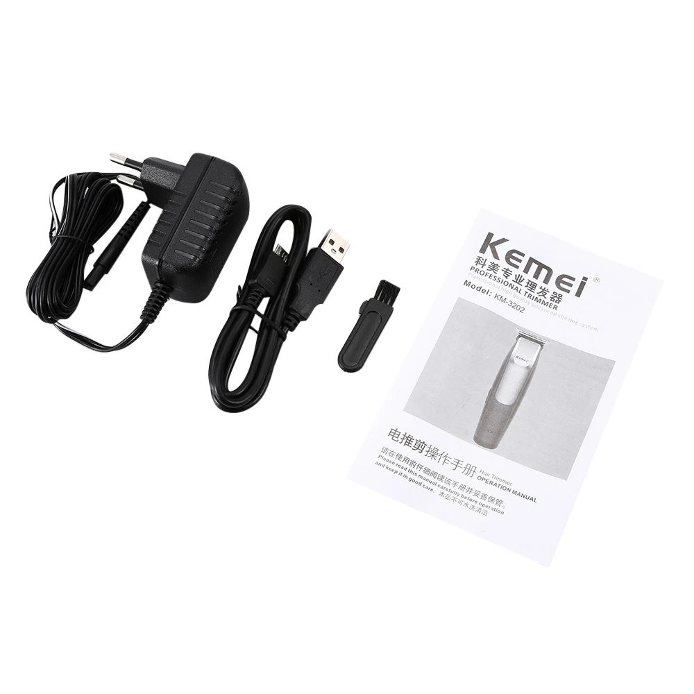 

Kemei Bald Special Hair Clipper Stainless Steel Two-way Cutter Repair Hair Trimmer USB Charging Cordless Haircut Machine KM-3202