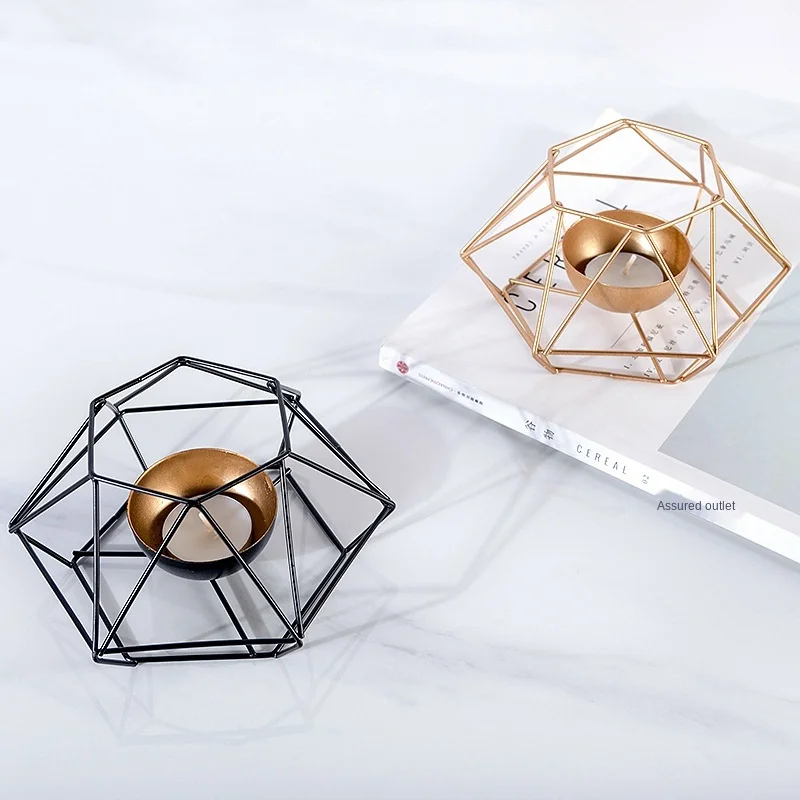 Подсвечник из кованого железа декоративный подсвечник геометрических элементов