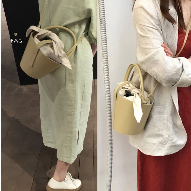 2020 модная Высококачественная кожаная женская сумка-ведро дамские сумки через