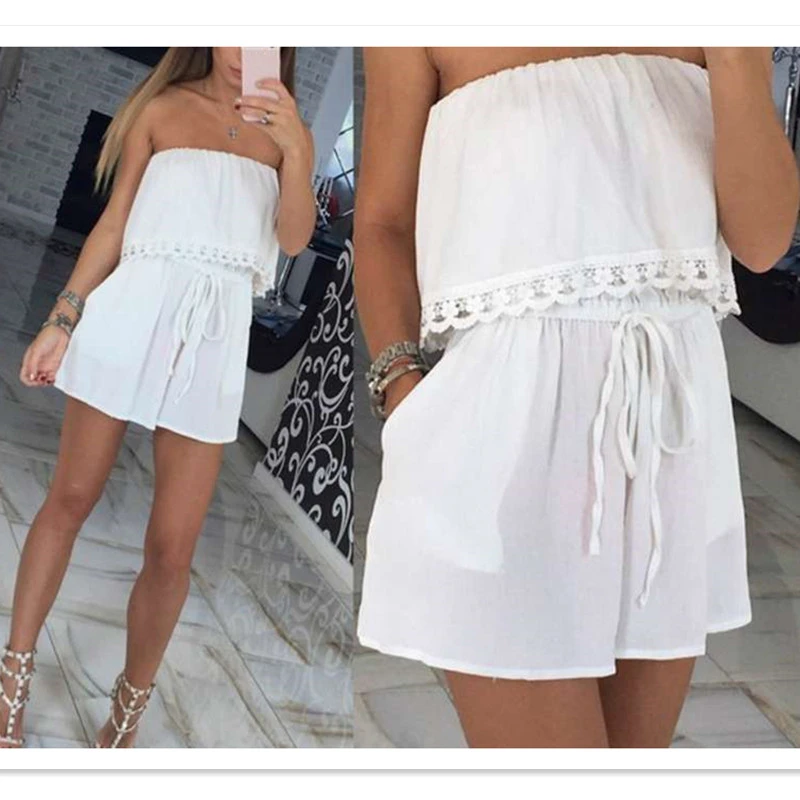 Офисные женские пляжные костюмы сексуальный комбинезон с открытыми плечами