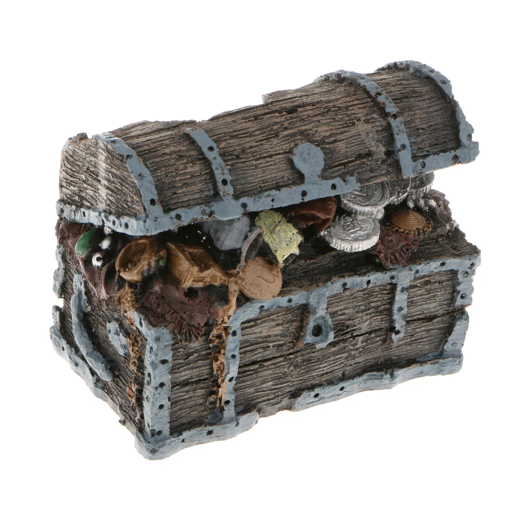 

Resin Treasure Chest Ornament for Aquarium Fish Tank Aquascaping Decoration