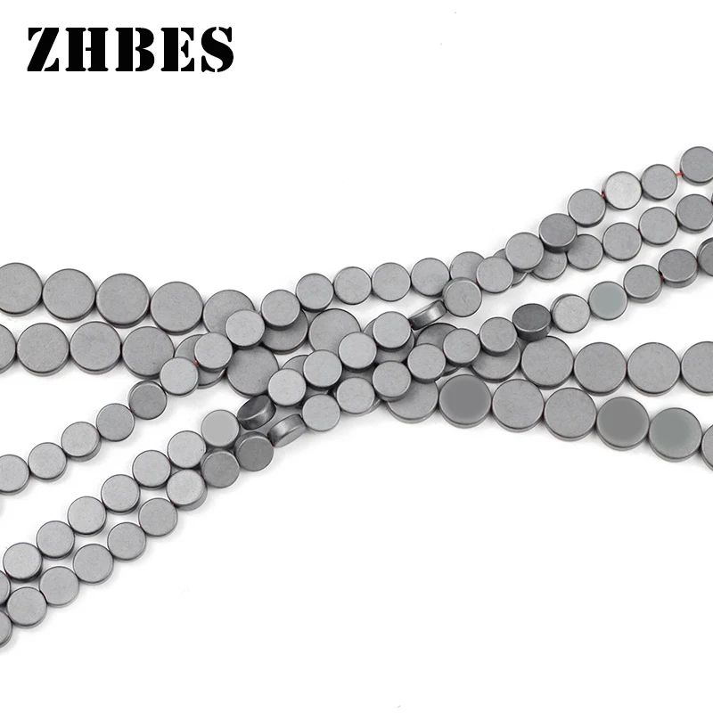 Матовые гематитовые монеты из натурального черного камня плоские круглые бусины
