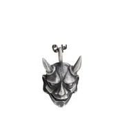 national standard s999 pure silver personality japanese prajna ghost mask necklace retro punk trendy pendant