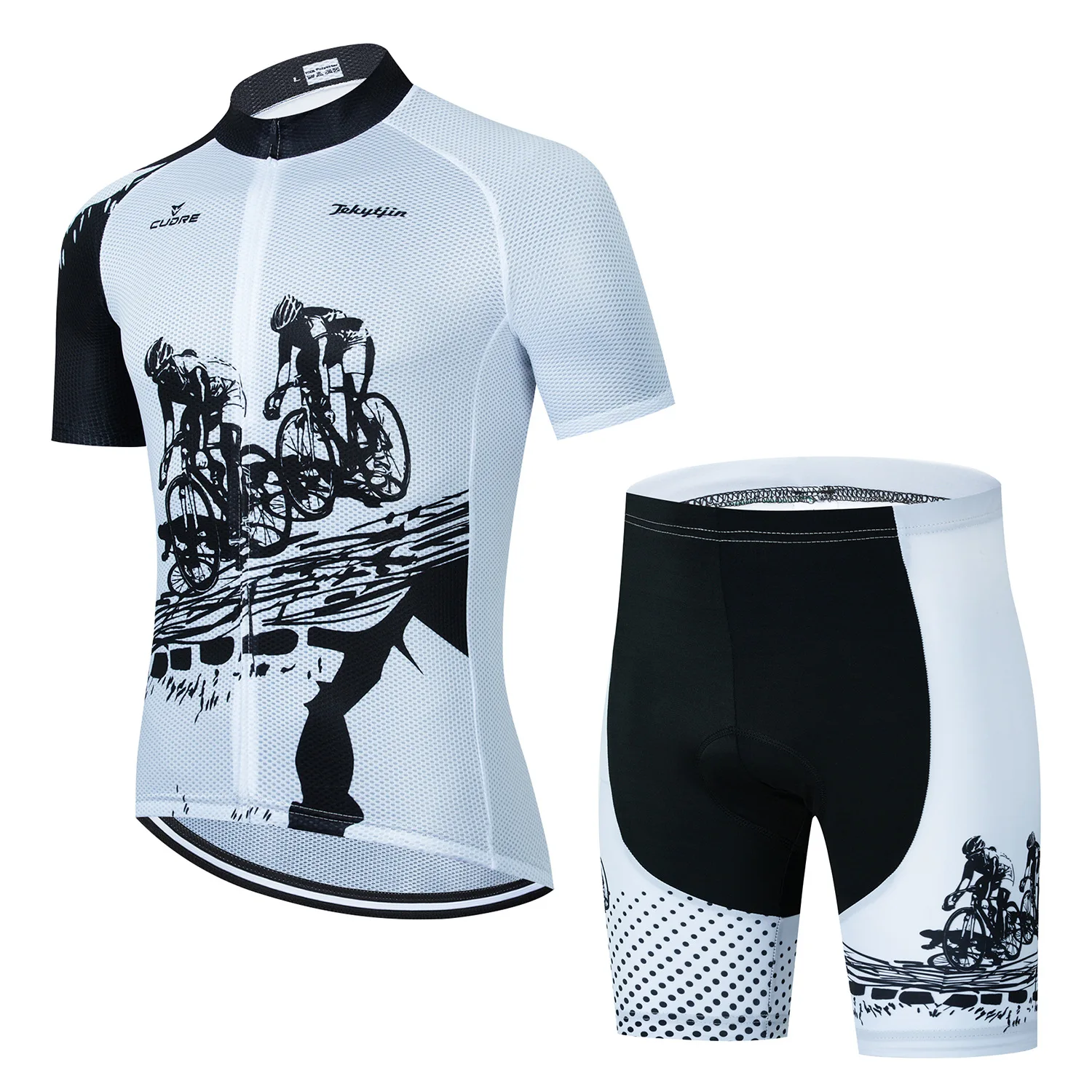 

STRAVA Triathlon New Team Men Summer Cycling Jersey Bib Short Set High Density Sponge Pad MTB Ropa Ciclismo Clothes Bike Clothin