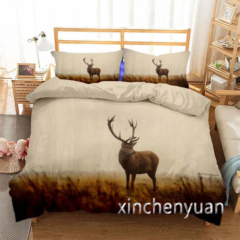 Комплект с пододеяльником и покрывалом 3D принтом в виде животных | Дом сад