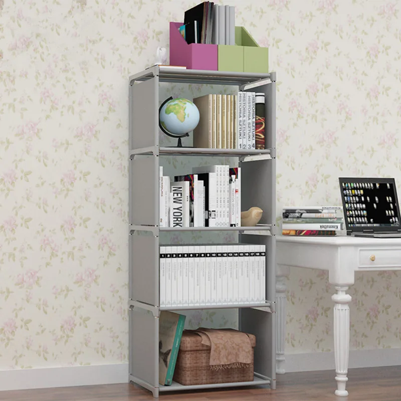 

Simple Assembled Bookshelf Storage Corner Sundries Organizer Easy Moving Bookcase Combination Bin Book Display Shelving
