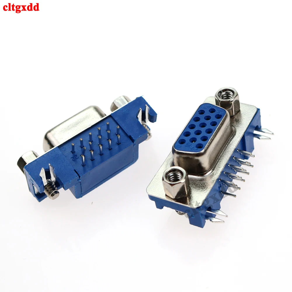

5pcs/Lot DB15 DR15 3 Parallel Port Lines Blue15 Pin D Sub Female PCB Shape 90 Degree Connector Socket VGA Adapter Plug
