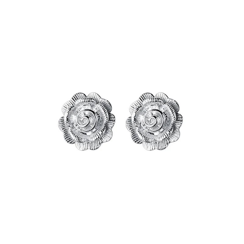 

Real 925 Sterling Silver Flower Plant Stud Earrings For Fashion Women Party Fine Jewelry Cute Minimalist Accessories