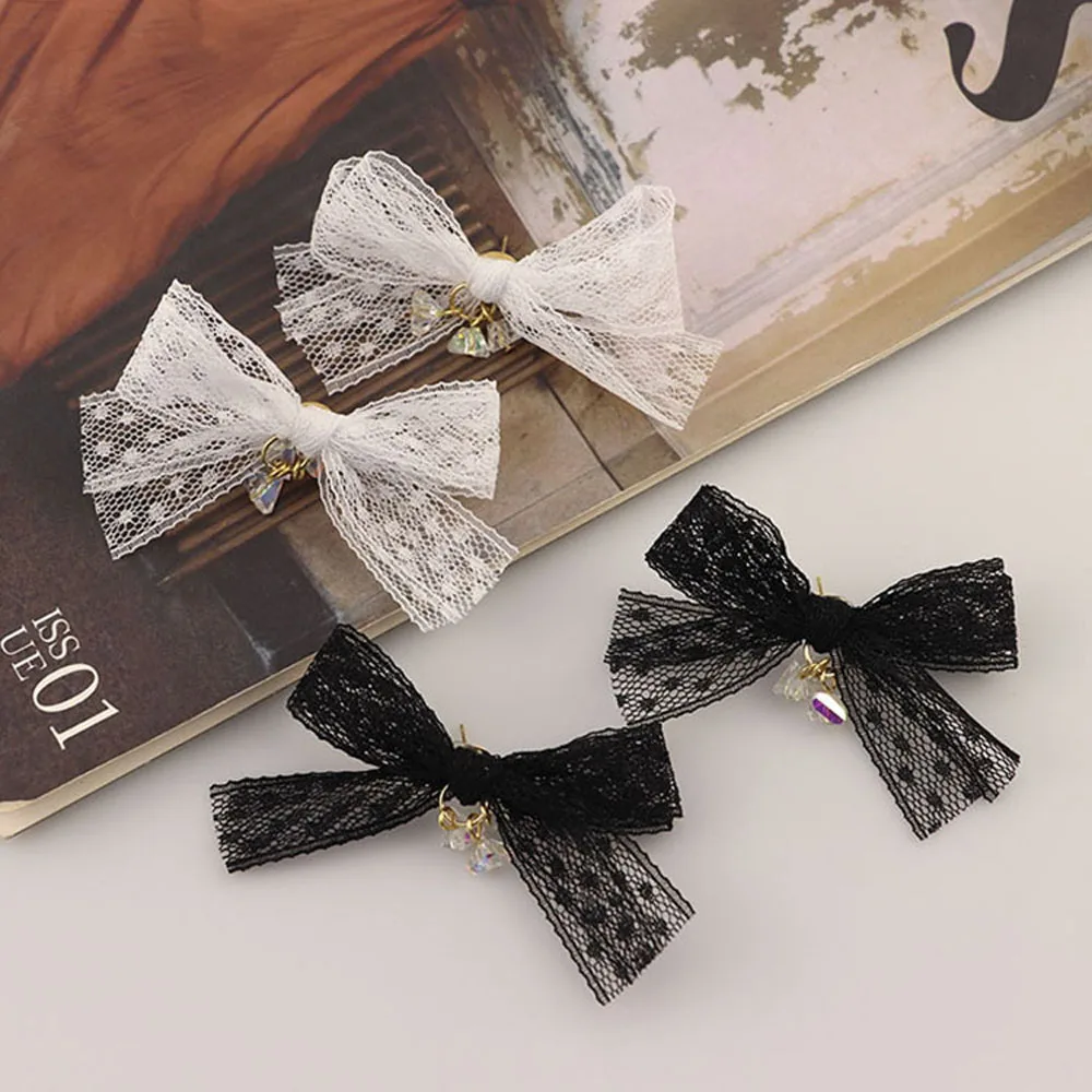 Новый дизайн преувеличенный кружевной бант корейские сережки-шпильки модные