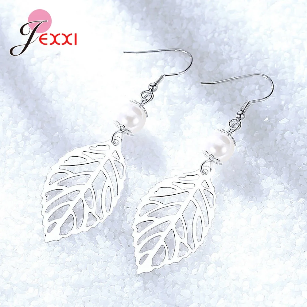 

Korean Style Natural Big Leaf Dangle Earrings for Women Girls S925 Sterling Silver Hollow out Plant Jewelry for Engagement