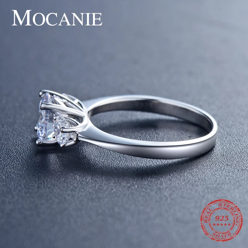 

Mocanie Real 925 Sterling Silver Glittering AAA Zircon Wedding Bands for Women Fashion Engagement Ring Fine Jewelry 2020 Design