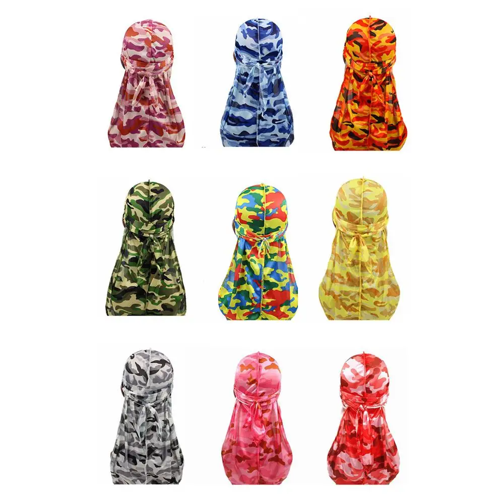 В стиле &quotхип хоп&quot Шелковистые Для мужчин с камуфляжным принтом Durags Бандана
