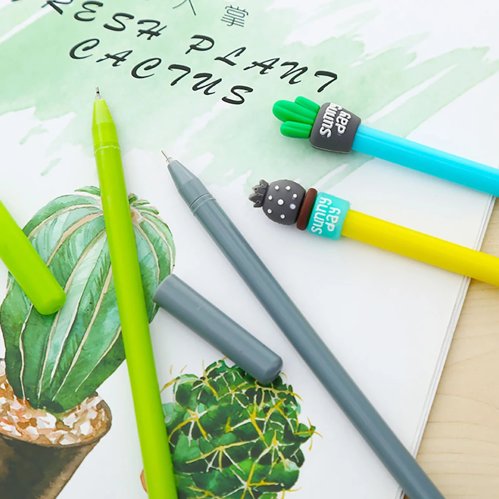 Японская симпатичная гелевая ручка Кактус панда Симпатичные синие Канцтовары