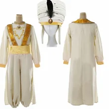 Man Prince Aladdin Lamp Cosplay Halloween Stage Costume Adult Clothes Set Pants with Hat Jasmine MV Clothing for Man