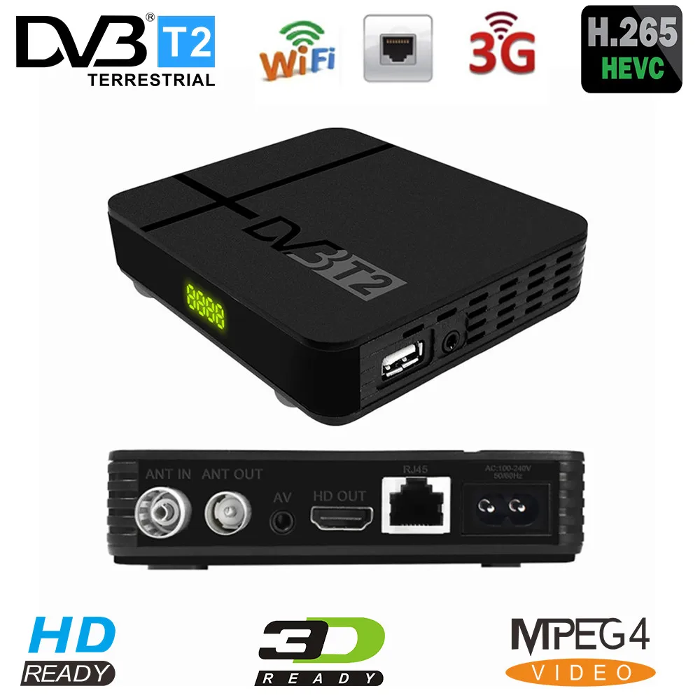 Цифровой наземный ресивер DVB T2 HEVC H.265 Full 1080P ТВ тюнер Встроенный RJ45 Lan Поддержка