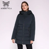 aorryvla slim womens winter jacket dark blue full sleeve cotton padded long hooded coat thick warm windproof woman parkas 2020