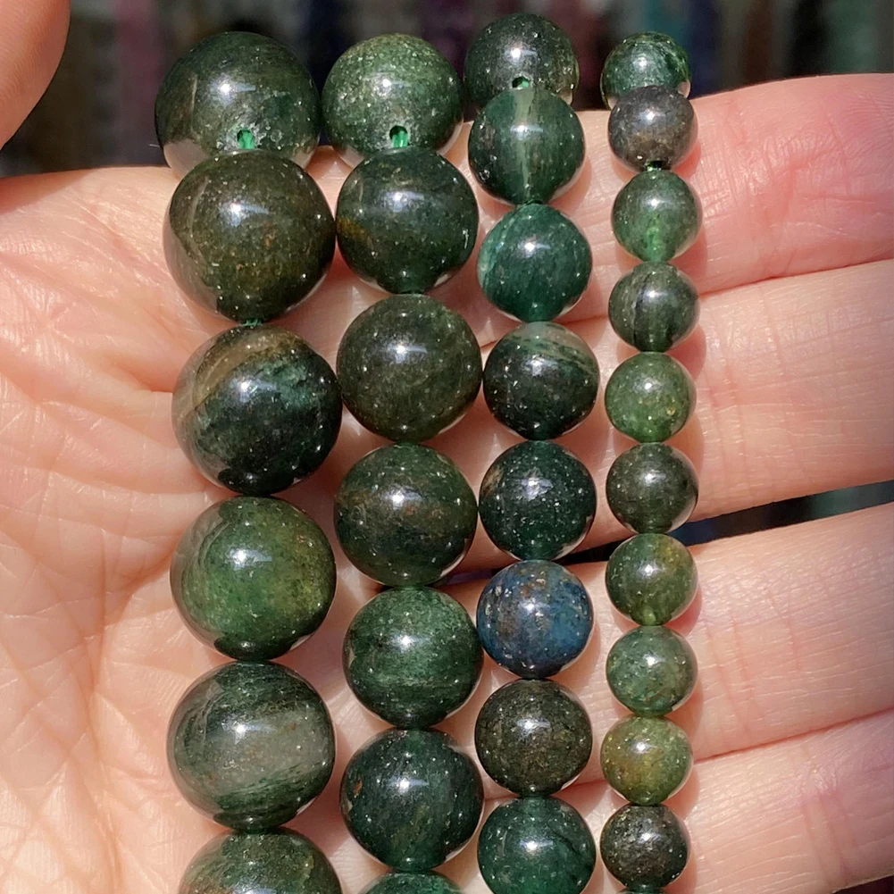 

Natural Green Mica Stone Round Loose Spacer Beads For Jewelry Making DIY Bracelet Handmade 4/6/8/10/12mm