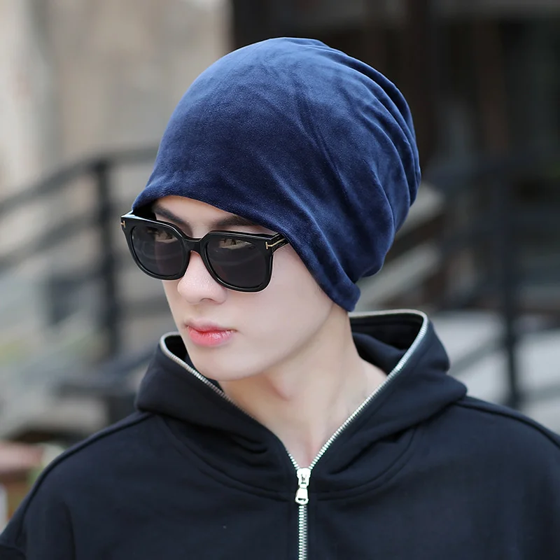 Мужская плюшевая зимняя шапка корейский стиль Единый цвет простая защита ушей
