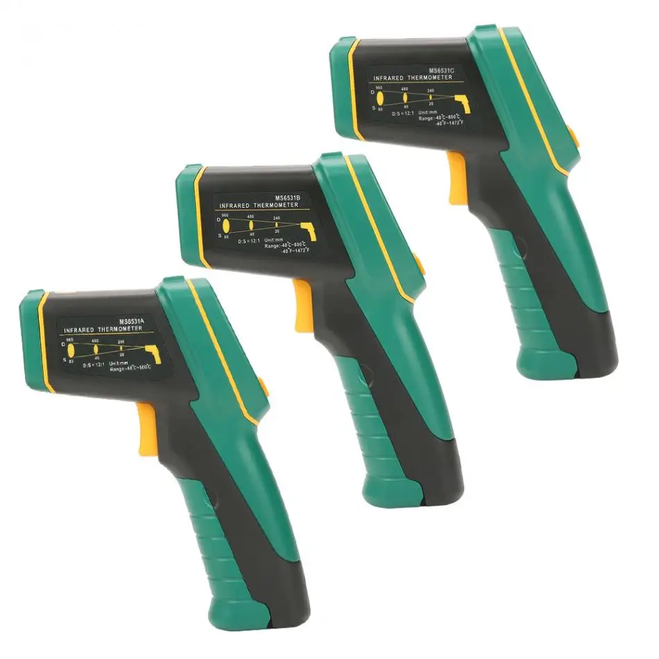 Портативный инфракрасный термометр MASTECH MS6531A/ MS6531B /MS6531C с цветным экраном